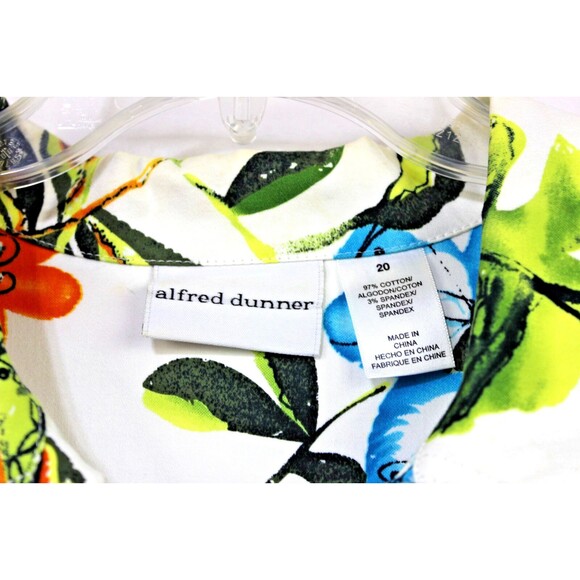 Alfred Dunner Womans Unlined Jacket Buttons Bright Floral Print on White Size 20 - Picture 6 of 8